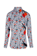 Women Cherry Print Twill Classic Shirt Baby blue front view