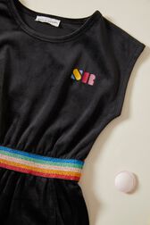Robe courte fille velours Noir vue de détail 1