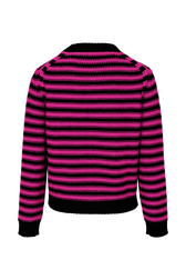 Pullover Big Poor Boy rayé femme Raye noir/fuchsia vue de dos