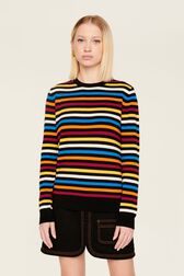 Pull iconique rayé multicolore femme Multico raye iconique vue portée de face