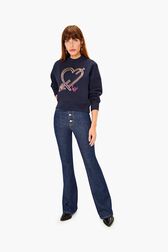 Sweatshirt crop cœur Navy vue portée de face