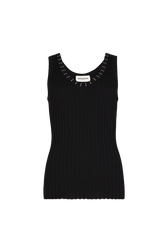 Ribbed tank top Black front view