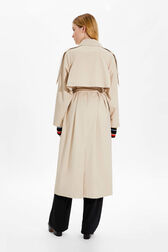Trench structuré gabardine femme Beige vue portée de dos