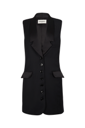 Robe tailleur sans manches en laine froide Noir vue de face