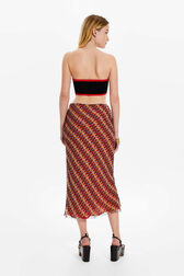 Women Polka Dot Silk Midi Skirt Multico crea back worn view