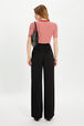 Short-sleeved crew-neck top in cotton and silk Red/white back worn view