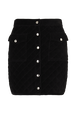 Quilted velvet skirt Black front view