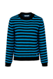 Women Big Poor Boy Striped Sweater Striped black/pruss.blue front view