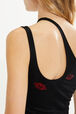 Asymmetrical jersey tank top Black details view 2