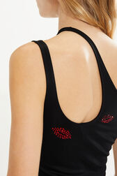 Asymmetrical jersey tank top Black details view 2