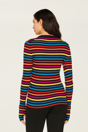 Pull chaussette rayé femme Multico raye rf vue portée de dos