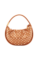Medium Domino bag in leather and studs Brun front view