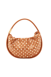 Sac Domino medium en cuir et studs Marron vue de face