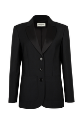 Suit jacket in cold wool Black front view