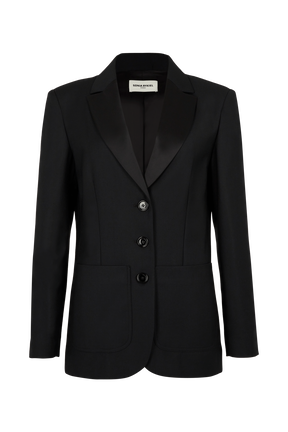 Suit jacket in cold wool Black front view