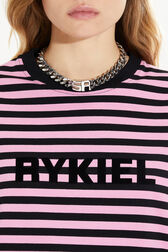 Striped short-sleeved crew-neck T-shirt Pink/black details view 2