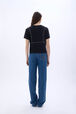 Short-sleeve trompe l'oeil t-shirt Black back worn view