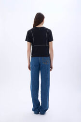 Short-sleeve trompe l'oeil t-shirt Black back worn view