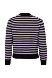 Striped Long-Sleeved Crew Neck Sweater Striped black/lilac back view