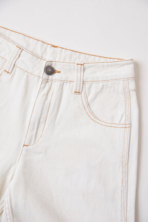 Pantalon cargo droit fille toile - BONTON x Sonia Rykiel Creme vue de détail 3