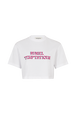 T-shirt col rond à manches courtes en jersey de coton Blanc vue de face