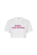 Cotton Jersey Crew-Neck Cropped T-Shirt White front view