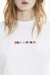 T-shirt coton multicolore signature femme Blanc vue de détail 2