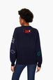 SR Iconic Symbols Sweater Black/blue back worn view