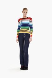 Multicolored Striped Long Sleeve Sweater Multico front worn view