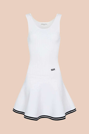 Robe débardeur ajustée maille torsadée femme Blanc vue de face