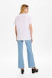 Women Rhinestone Print Cotton T-Shirt Baby pink back worn view