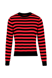 Sweater Big Poor Boy rayé femme Raye noir/rouge vue de face