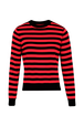 Sweater Big Poor Boy rayé femme Raye noir/rouge vue de face
