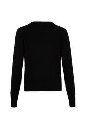 Women Rhinestone Print Sweater Black back view