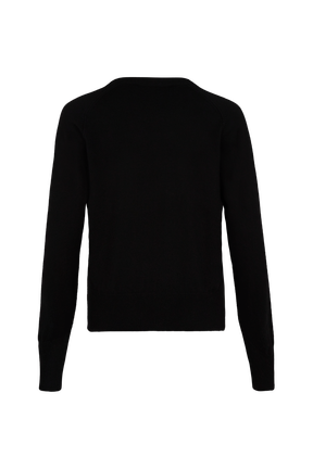 Women Rhinestone Print Sweater Black back view