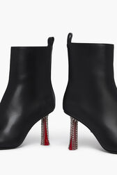 Black Leather Ankle Boots With Rhinestone Heels Black details view 2