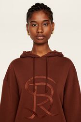 Sweat à capuche jersey de coton femme Chocolat vue de détail 2