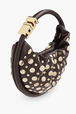 Sac Domino mini en cuir et studs Chocolat vue de détail 2