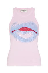 Tank top in cotton jersey Doll pink front view