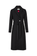 Women Long Black Wool Blend Coat Black front view