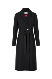 Manteau long noir en laine mélangée Noir vue de face