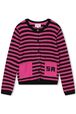 Striped Knitted Cardigan Fuchsia front view
