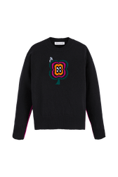Pull laine intarsia mai 68 femme Noir vue de face