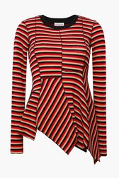 Asymmetrical striped sweater Coffee front view
