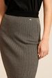 Women Houndstooth Midi Skirt Black details view 2