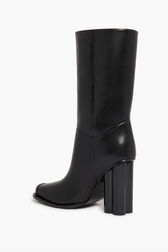 Black Leather Midi Boots Black details view 2