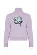 Intarsia Clover Print Cashmere Knit Turtleneck Sweater Lilac front view