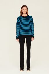Pullover Big Poor Boy rayé femme Raye noir/bleu de prusse vue de détail 5