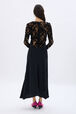 Crepe and velvet lace dress Black back worn view