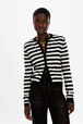 Women Poorboy knitted striped cardigan Black/white details view 1
